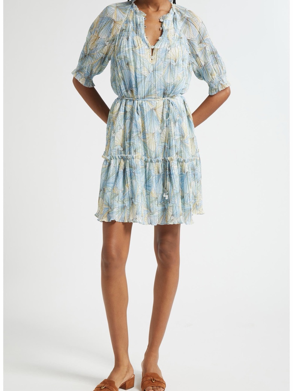 Veronica Beard Seafoam Floral Silk Tunic